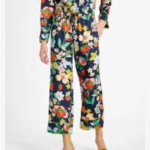 Kate Spade Multicolor Flower Bed Twill Flowy Satin Pants
